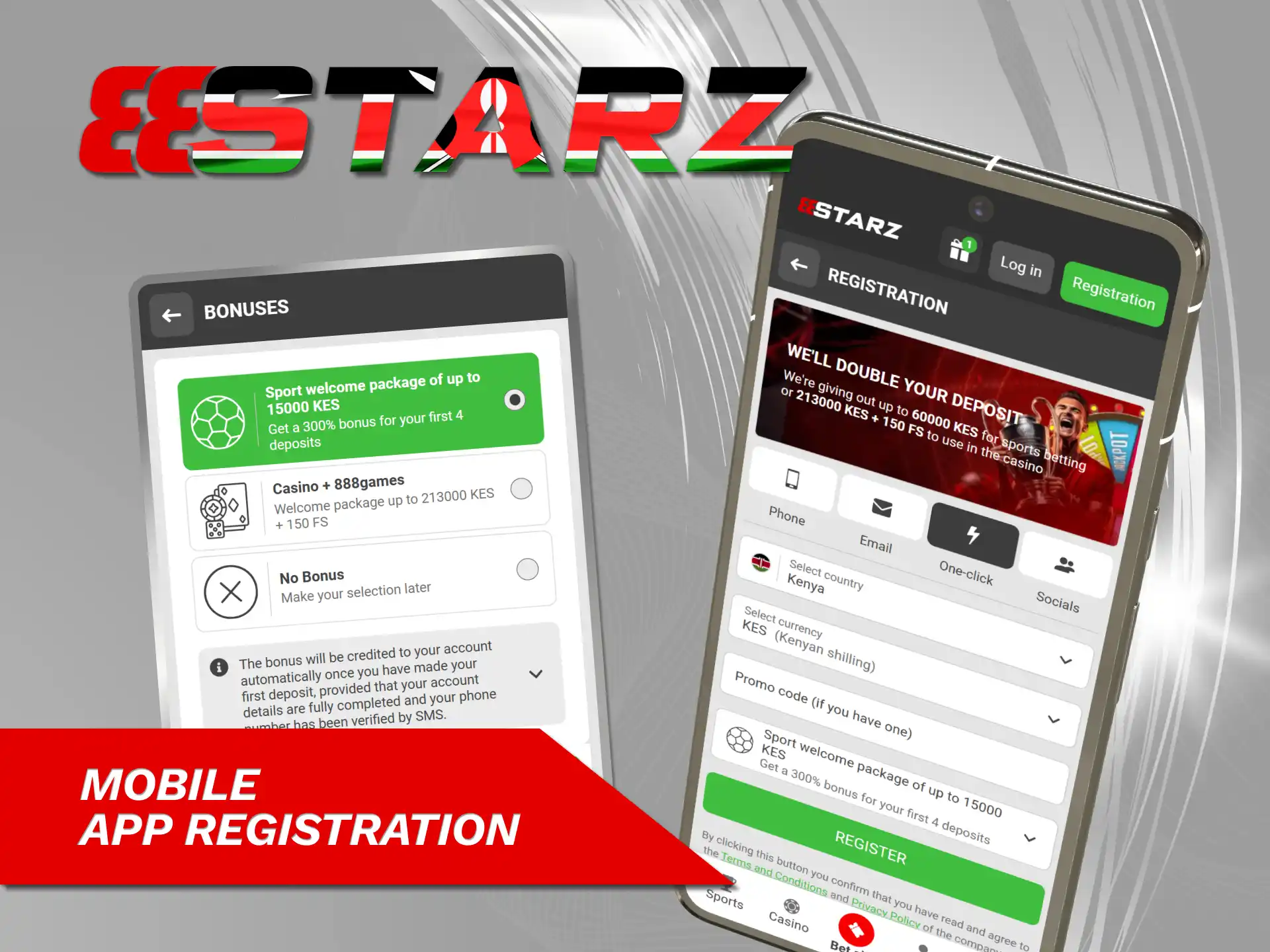 Register for a new account with the 888starz mobile app.