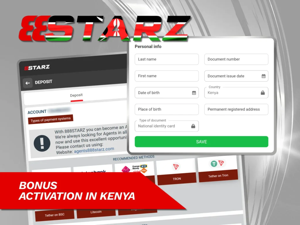 Make a deposit and get your bonus on 888starz Kenya.