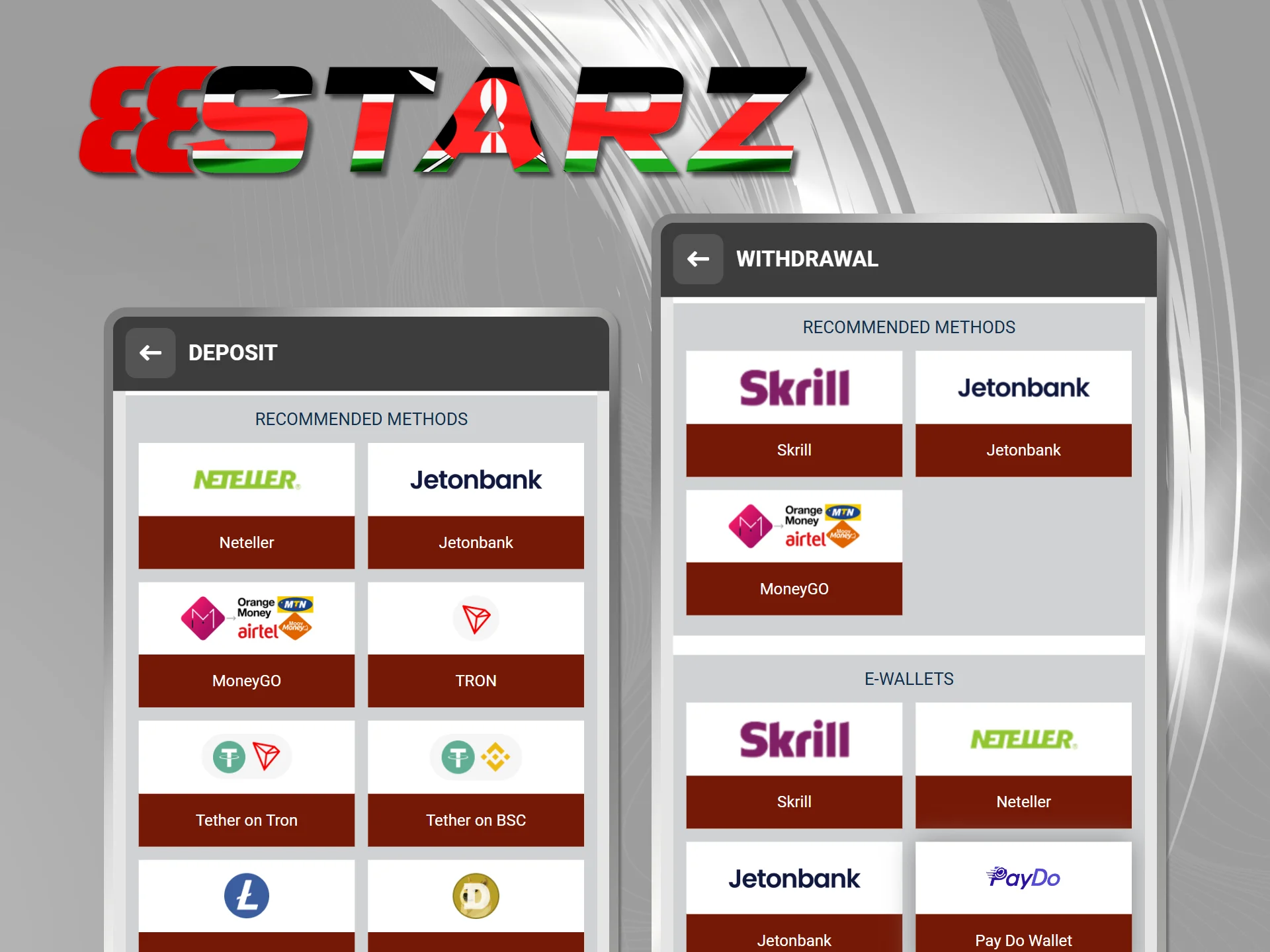 Use convenient and secure payment methods on 888starz Kenya.