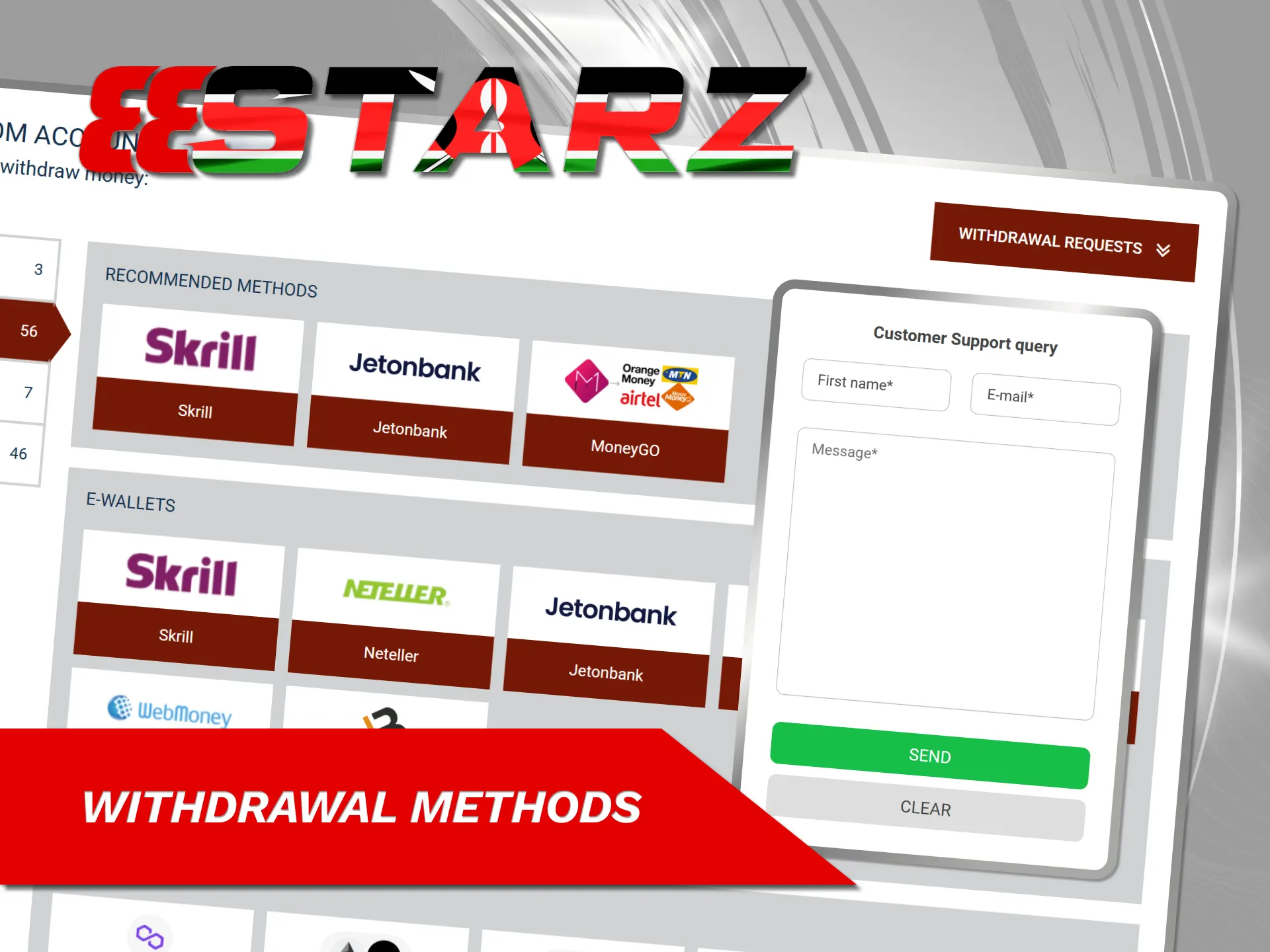 Choose a convenient withdrawal option for Kenyan 888starz players.